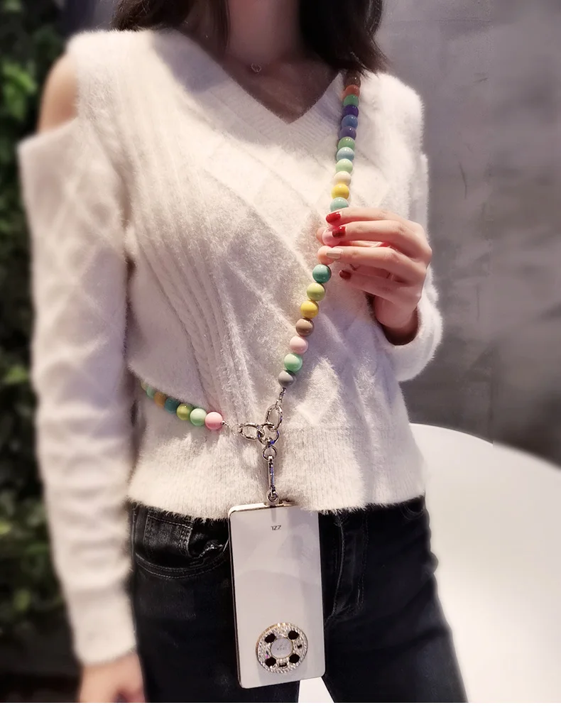 Fashion Pearl Phone Strap Colorful Crossbody Charm Lanyard