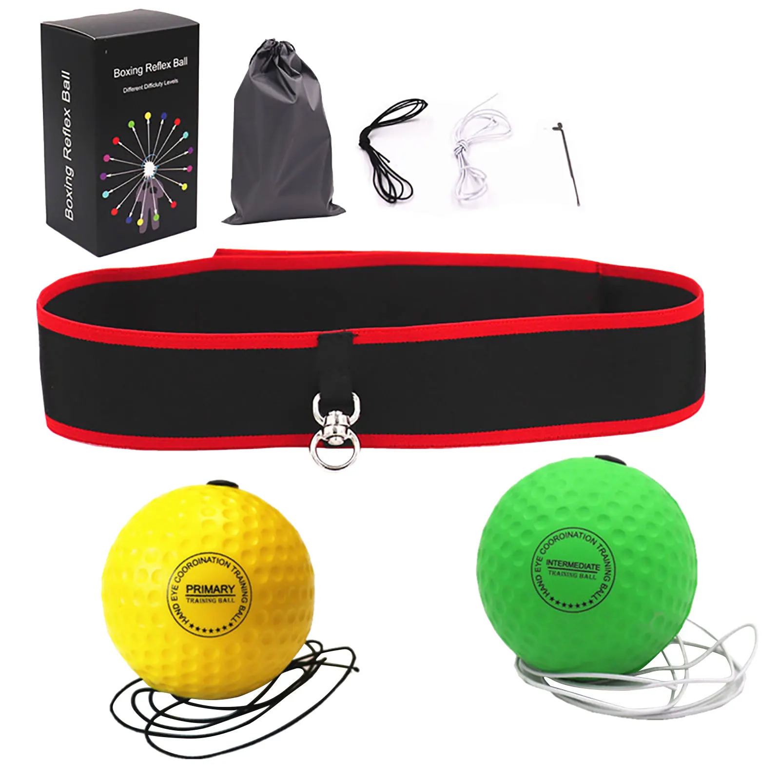 4 2pcs Muay Thai Hand Eye Training Punch Ball Headband Boxing Reaction Ball with Headband Exerciser Gym Boxing Reflex Speed boxing reaction ball sports vision training tool