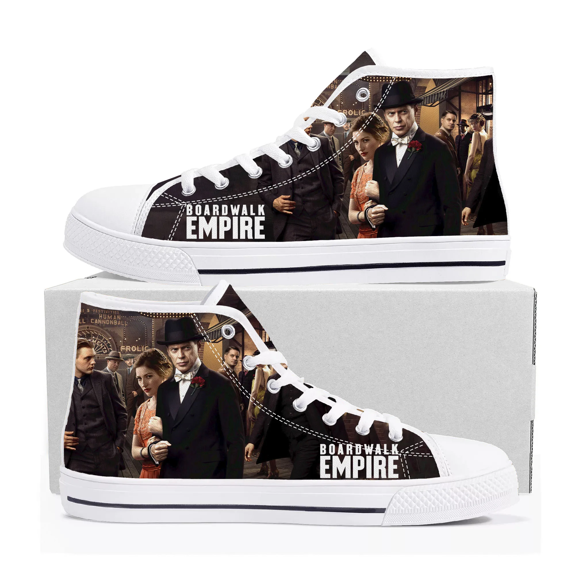 

Высокие кроссовки Boardwalk Empire, мужские и женские, подростковые высококачественные холщовые кроссовки Nucky Томпсон, повседневная обувь