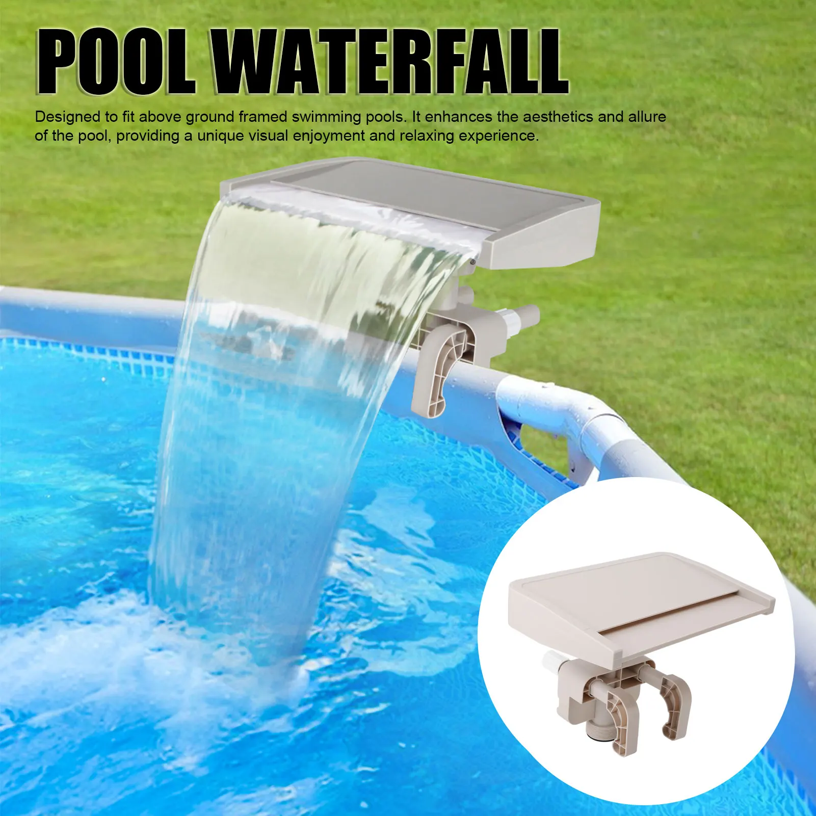 Entspannende Wasserfall kaskade über dem Boden Schwimmbad Brunnen Überlauf aufsatz abnehmbare PVC für Bestway Pool Wasserfall