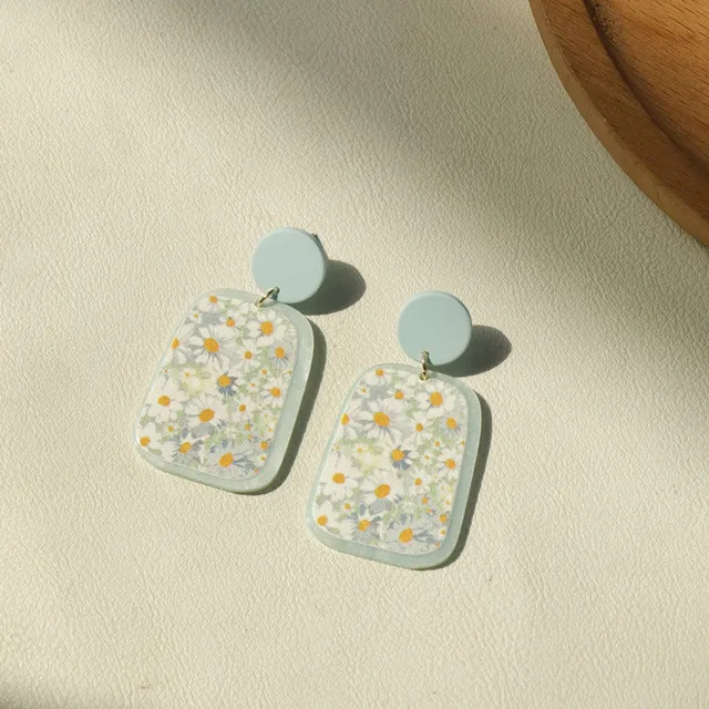 1Pair Korea Fashion Colorful Graffiti Geometric Oval Square Earrings For Women Cute Cloud Acrylic Earring Jewelry geometric earrings,acrylic earrings