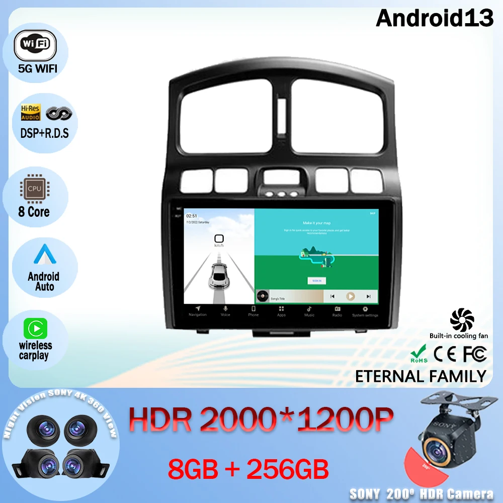 

Автомобильный радиоприемник Android 13, мультимедийный видеоплеер, навигация GPS для Hyundai Santa Fe SM 2000 - 2012 детской модели, Wi-Fi BT 4G LET No 2din DVD