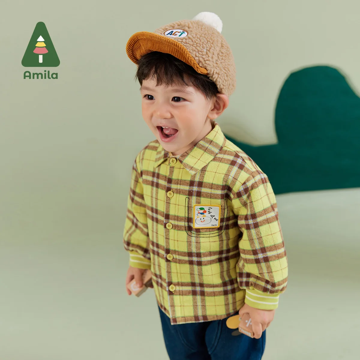 Baby Boy Shirt Winter Multicolour Lapel Color Blocking Warm Cartoon Pattern Baby Clothing kids shirts