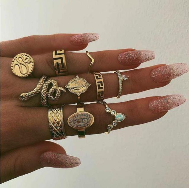 Snake Heart Ring Set Teen Girls Matching Rings for Women Anillos Jewelry Sets Bague Femme Ringen Fashion Gift