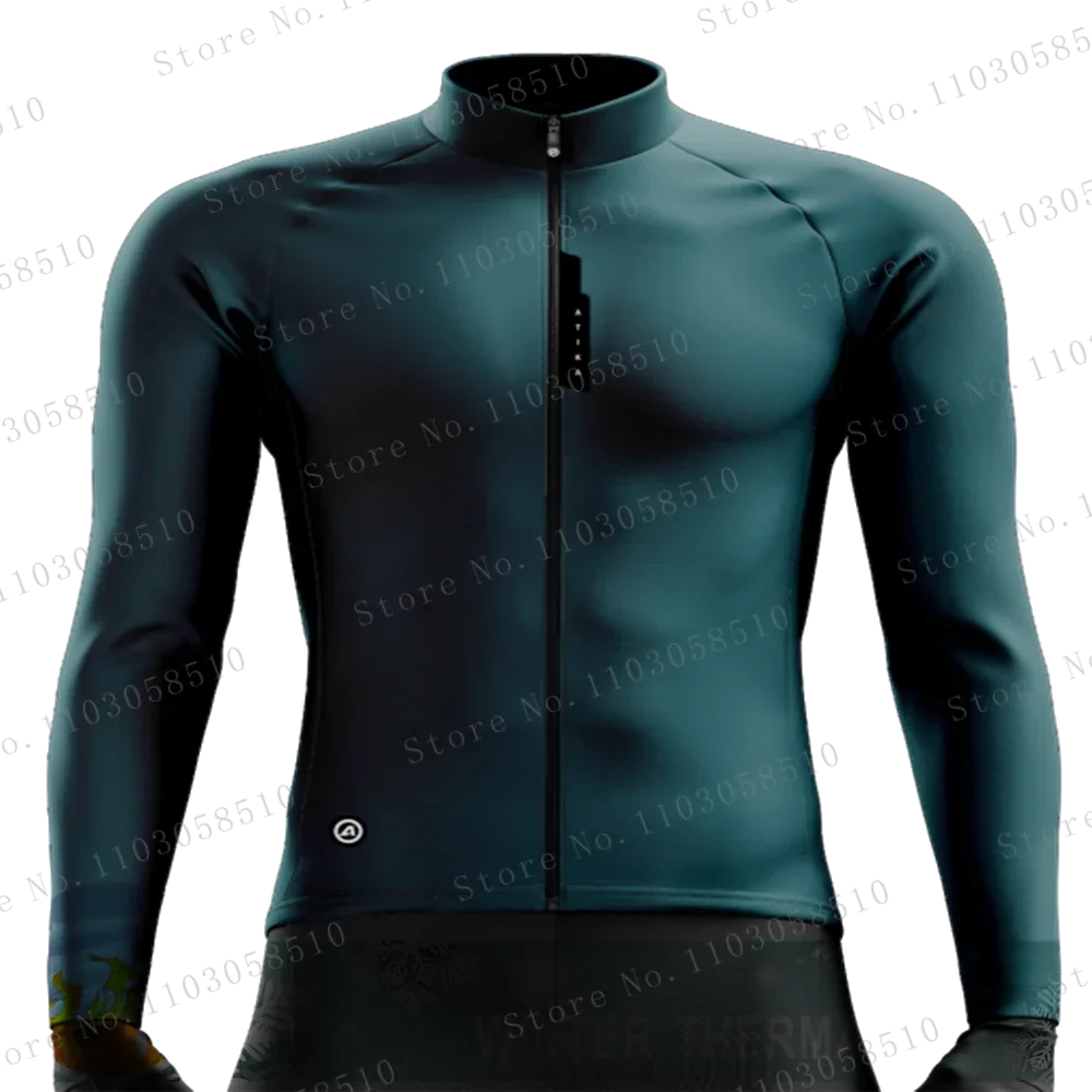 thumbnail image 1 of Chaqueta de ciclismo de invierno para hombre, de franela polar de manga larga, de cachemira, cálida y gruesa, para ciclismo al aire libre, resistente al viento, cálida, 2024, 1 of 5