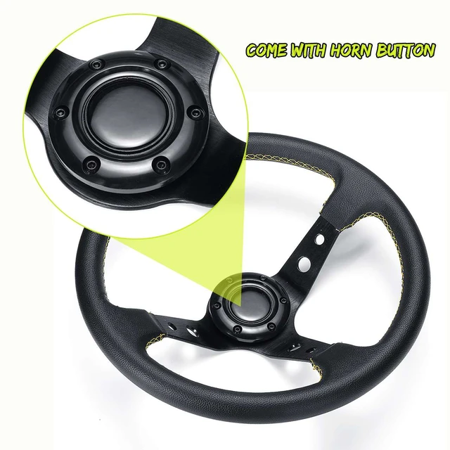 Volante da corsa automatico universale in PVC da 14 pollici 350mm volante  sportivo alla deriva con mais profondo con pomello del cambio - AliExpress