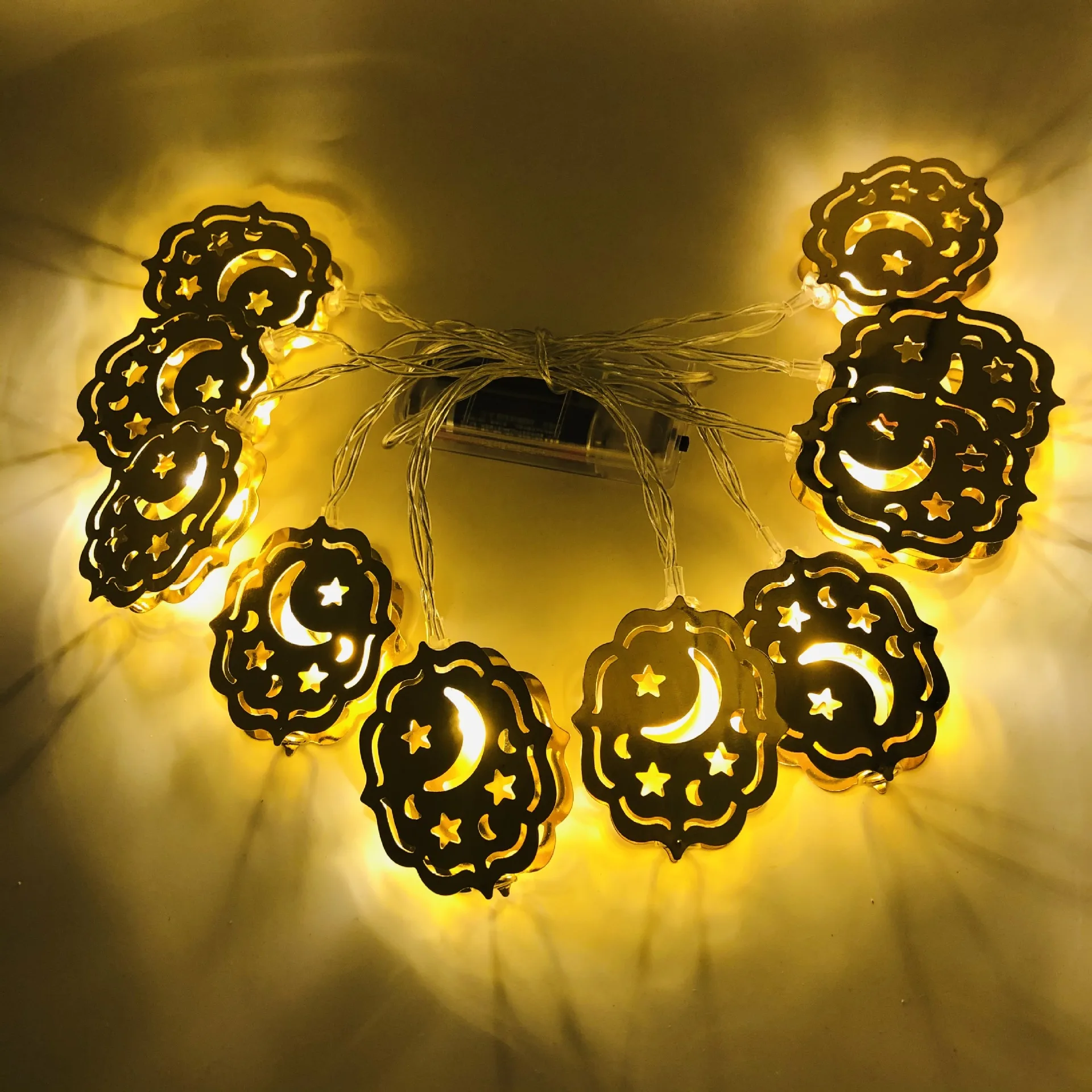 Guirlande lumineuse Led en forme d'étoile et de lune, décoration pour le  Ramadan Kareem, Eid Mubarak, cadeau pour fête al-fitr Eid