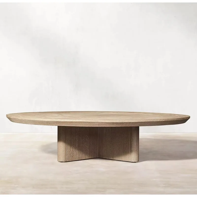 Factory sells well outdoor teak round tea table villa garden courtyard solid wood sofa coffee table hotel patio luxury furniture