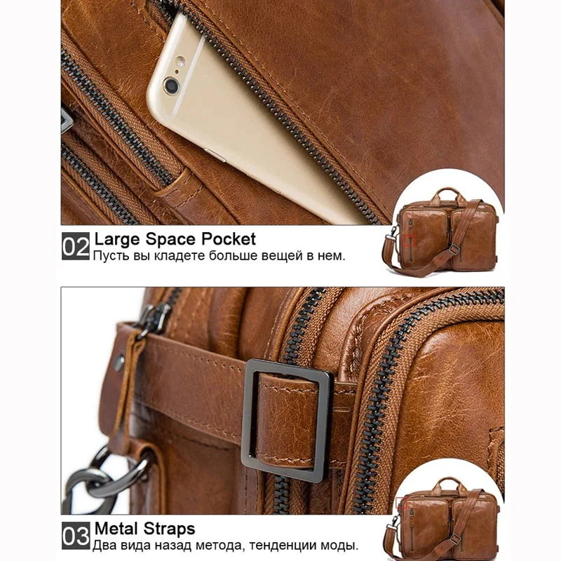 Men's Leather Briefcase Bag for Document Laptop 14 Men's Business Bag Leather Messenger Computer Briefcase Totes leather briefcase document bag
