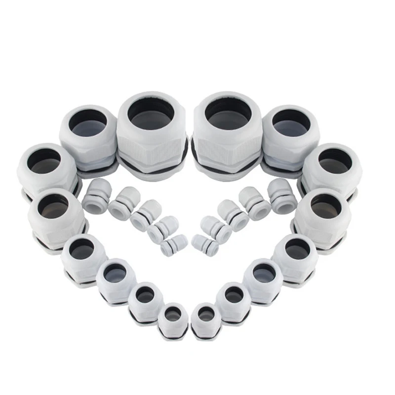 Waterproof Cable Gland Plastic Cable Entry IP68 PG7 For 3-6.5mm PG9 PG11 PG13.5 PG16 PG19/21 White Black Nylon Plastic Connector