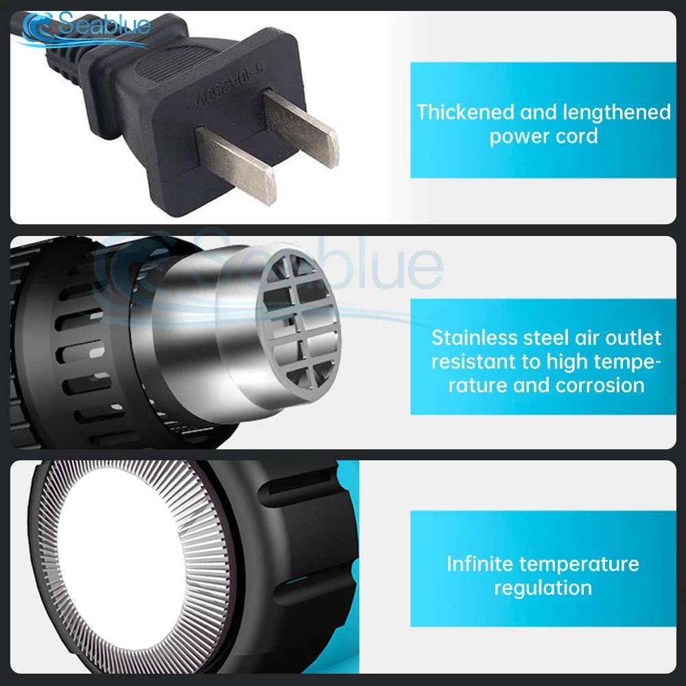 EU/US Plug 2000W 220V 110V Industrial Electric Hot Air Gun Thermoregulator Heat Guns Shrink Wrapping Thermal power tool