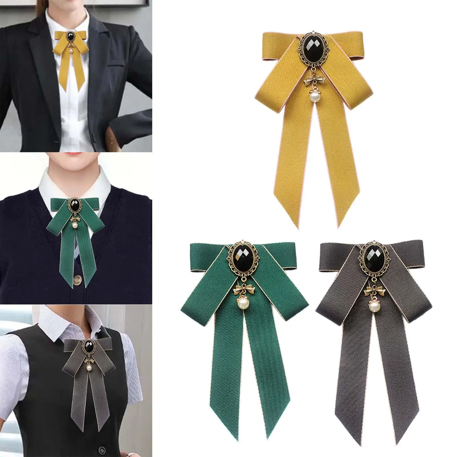 활 타이 리본 브로치 칼라 핀, 미리 묶은 활 타이, 다목적 선물, 목 넥타이 넥타이, 나비 매듭 셔츠, 블라우스 여성용 휴가