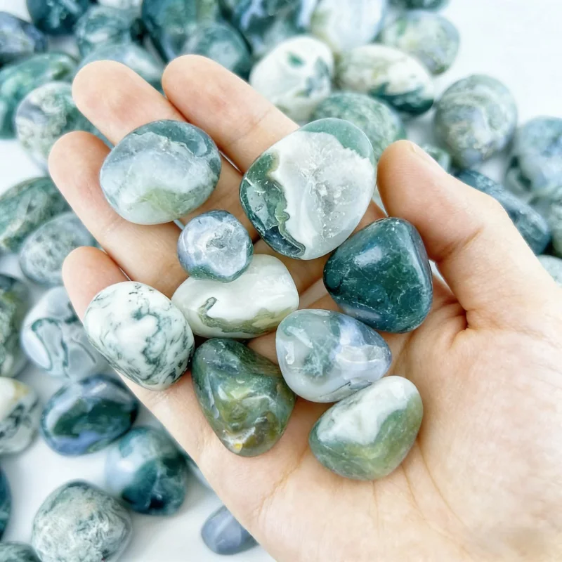 Natural Moss Agate Decoration Stones 5