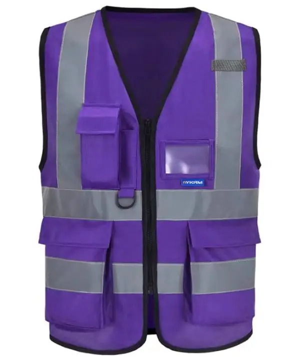 

Hi Vis VIZ Executive Tank Top High Visibility Reflective Tank Top Multi Pocket Safety Tank Top with Reflective Stripes Men's Sum
