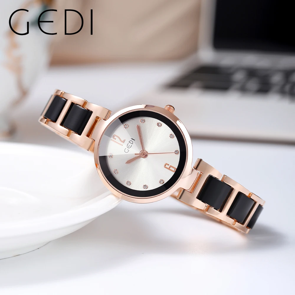 Fashion Ladies Watches Luxury Simulated Ceramics and Stainless Steel Bracelet 30M Water Resistance Quartz Wrist Watch for Women