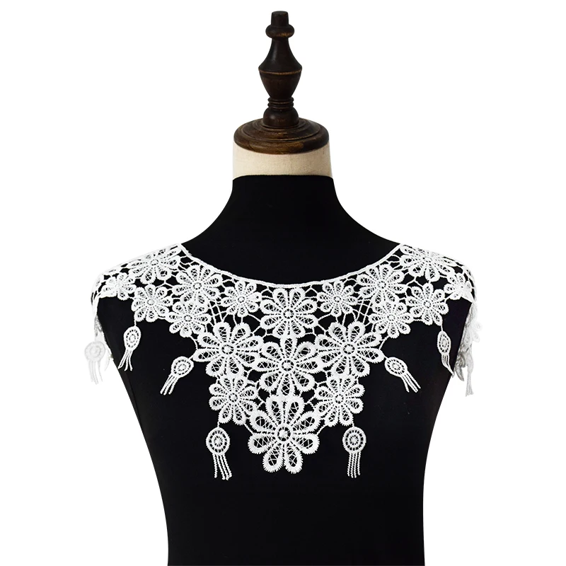 Polyester silk embroidery chest flower three-dimensional hollow embroidery fake collar hollow fake collar three-dimensional coll hollow out fake collar three dimensional collar lace chest collar thin knit lace hollow out small shawl short sun protection