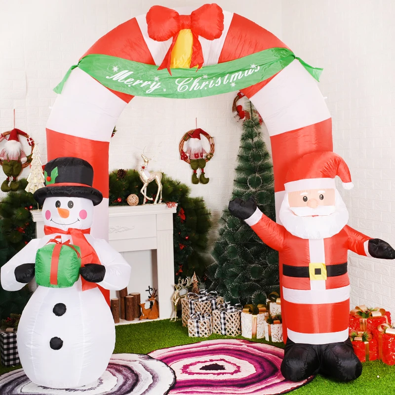 

Высота 2,4 м, Рождественская надувная АРКА, 3D Рисунок ярдов, Арка с Санта-Клаусом, снеговиком на Рождество, подарок на новогоднюю вечеринку