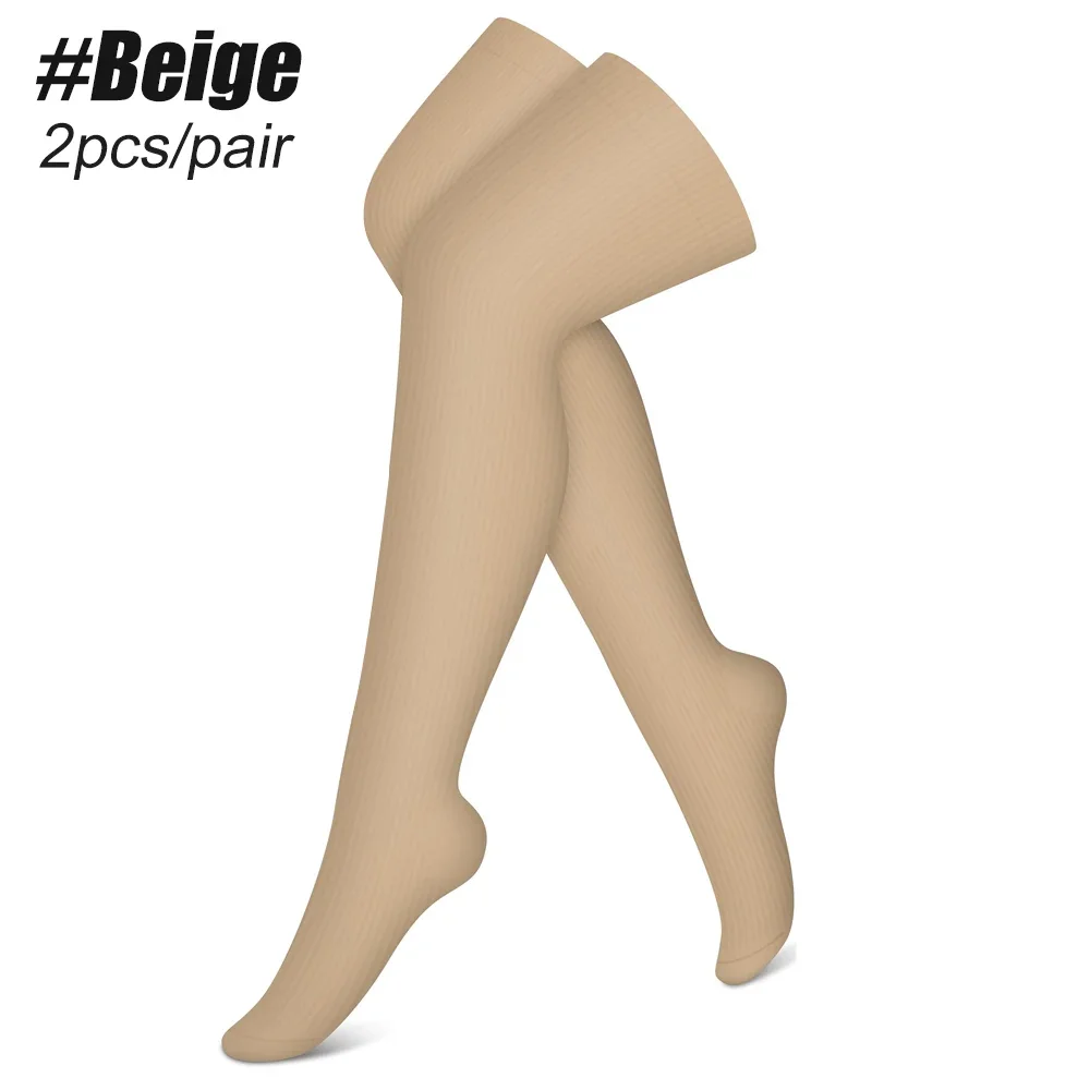 Kadınlar ve Erkekler için 1 Çift Uyluk Yüksek Varis Çorapları Diz Üstü Dolaşım-Koşu, Bisiklete binme, Atletik, Seyahat için En İyi Destek