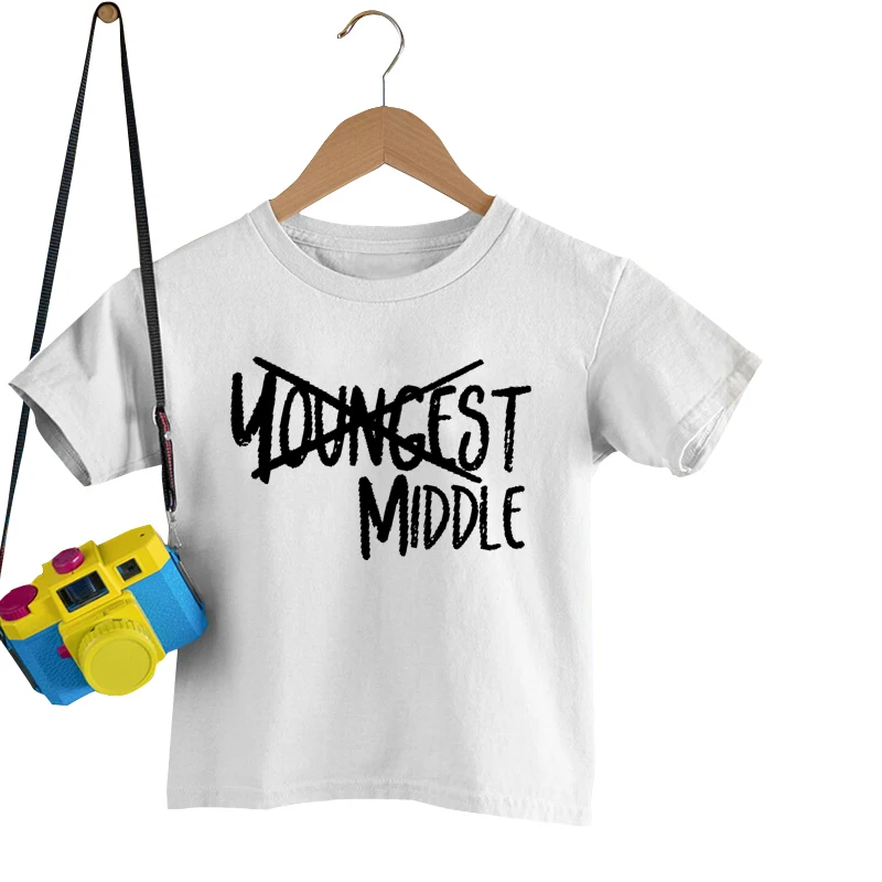 Siblings Matching T-Shirts Newborn Cotton Bodysuits Oldest Youngest Letters Shirt Summer Short Sleeve T-shirts Baby Jumpsuit 3
