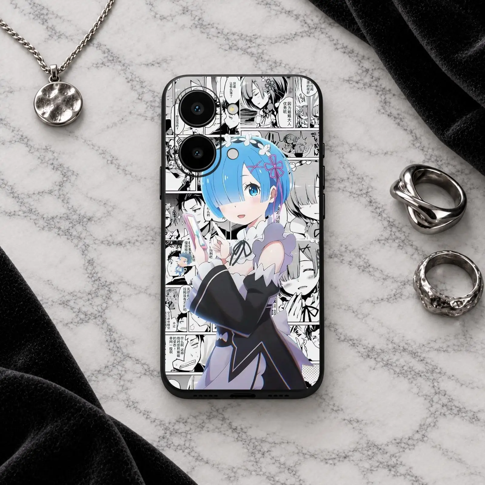 Re Life in a Different World From Zero Shockproof Soft Black Phone Case