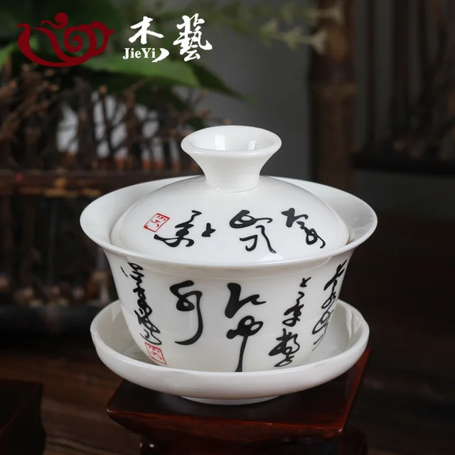 

[GRANDNESS] Tang Dynasty Tea Culture White Porcelain Gaiwan Brewing Vessel 100ml Chinese Ceremony Gaiwan White Tureen