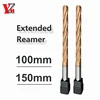 YZH 100mm 150mm Carbide Machine Reamer HRC60 Coated Spiral Groove Tolerance H7 Harened Steel Metal Cutter CNC Turning Hole 1