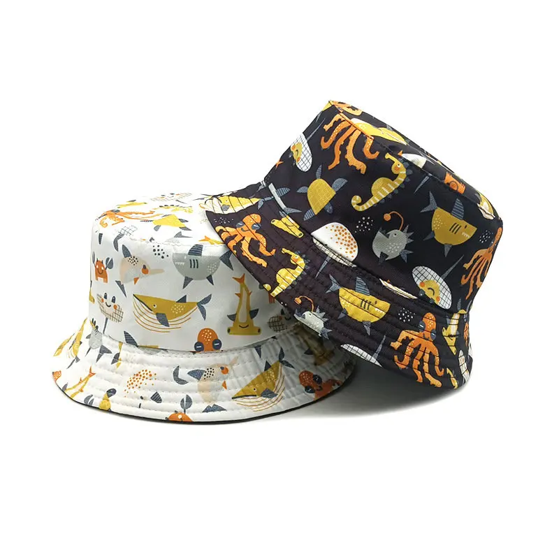 

Панама хлопковая Всесезонная с мультяшным принтом рыбы, 76