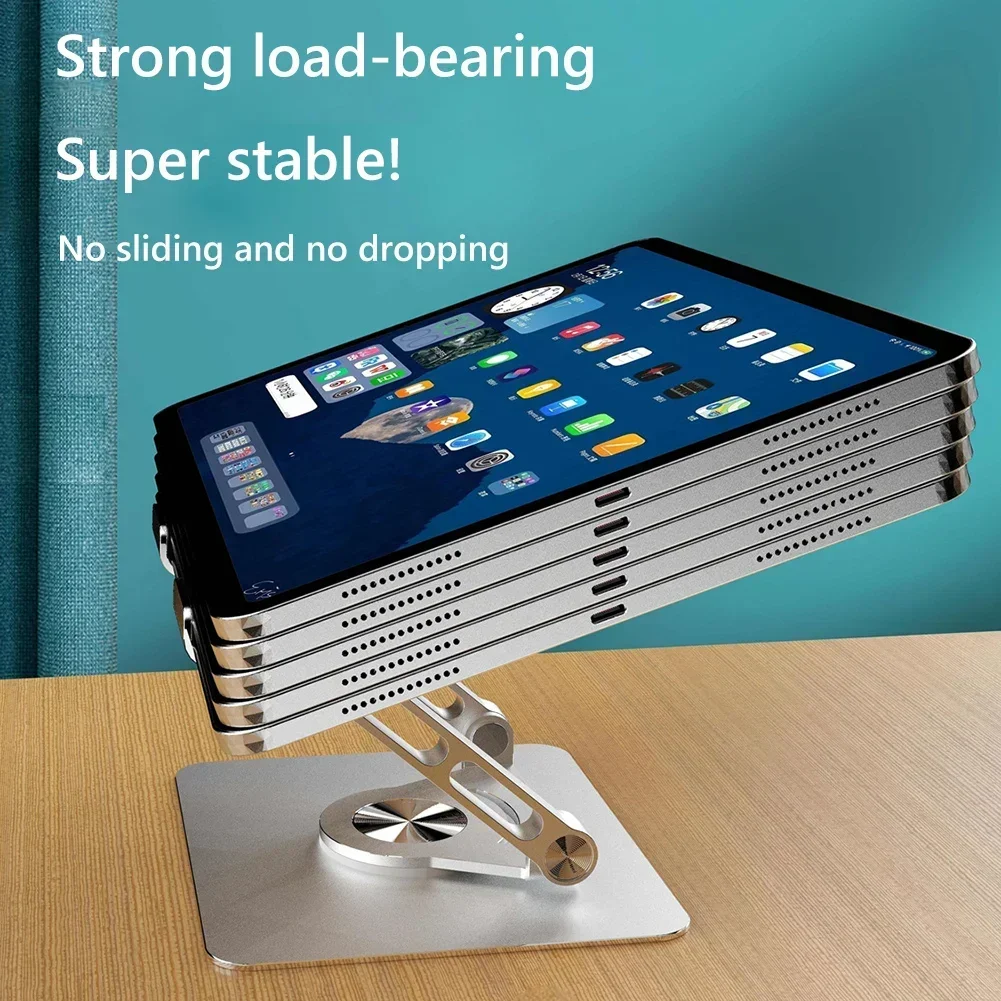 360 Rotation Foldable Cooling Bracket Support Tablet Holder Hollowed Adjustable Height for 4-13Inch Phone Tablet iPad Desk Stand