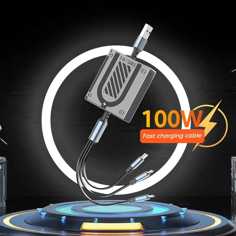Cavo 100W Usb Tipo C Ios Micro 3 In1 Cavo Dati Di Ricarica Rapida Per Iphone 14 13 12 Pro Realme Redmi Xiaomi Poco Oneplus Cellulare