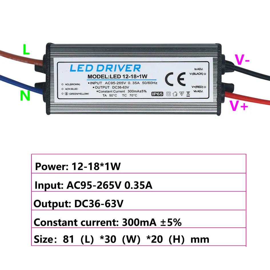 5PCS LED Wasserdicht Fahrer 25-36W 18-24W 8-12W 4-7W 1-3W Adapter Transformator AC85V-265V Netzteil 300mA Für Panel Licht – Detail 4
