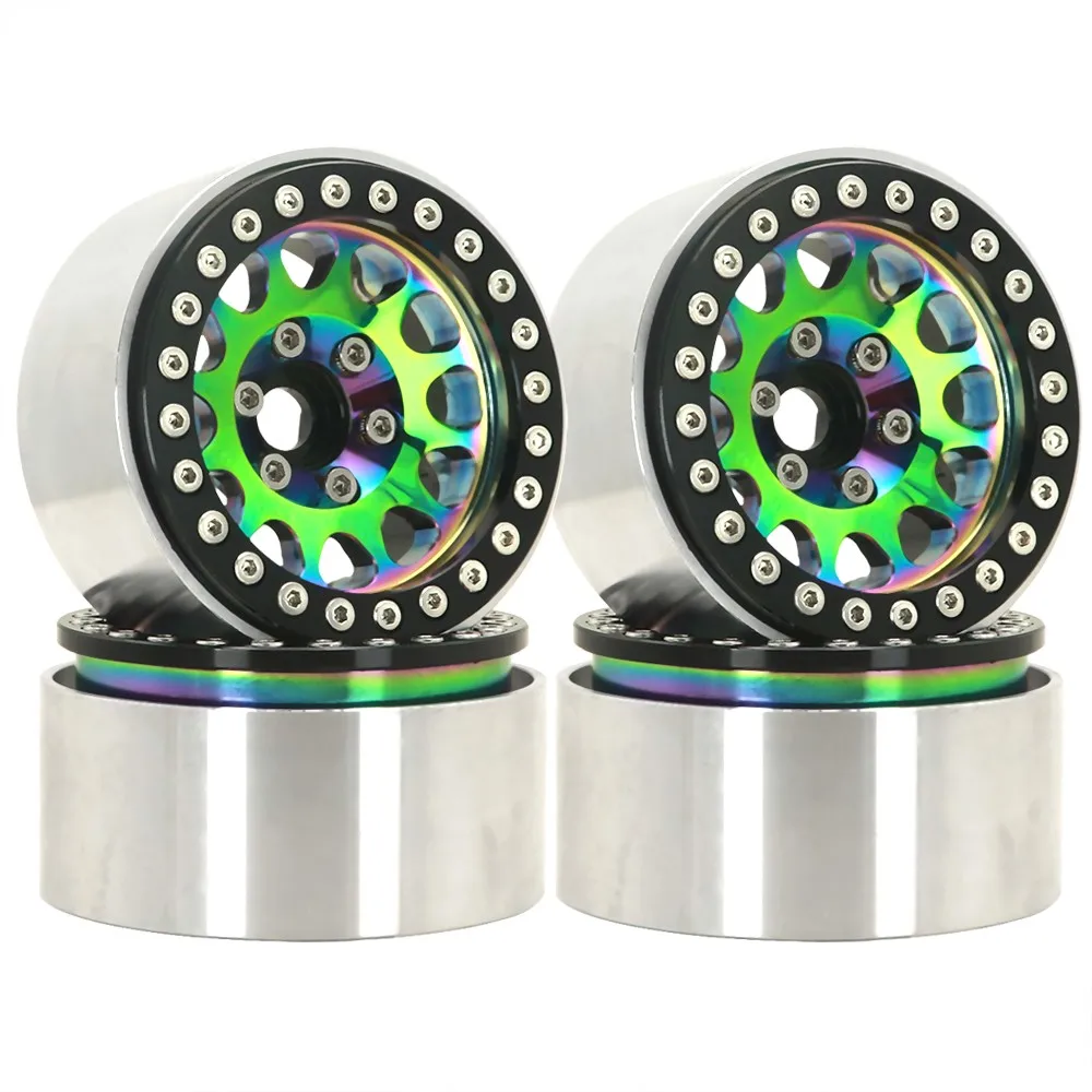 

1.9inch Colorful Metal Beadlock 12 Round Hole Wheel Hub Rim For 1/10 Rc Crawler Axial Scx10 Axi03007 Yikong Trx4 Redcat Rgt