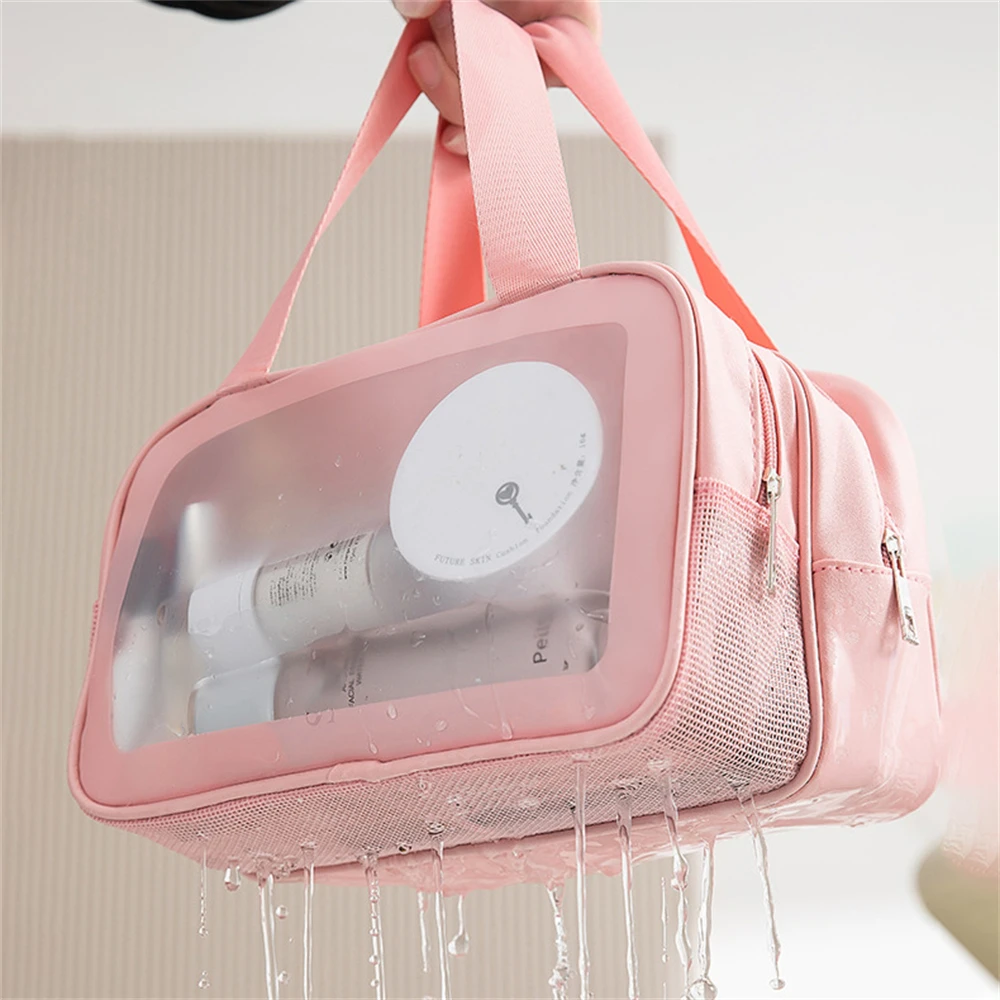 Two layers Wet-dry separation makeup bag portable toiletry bag travel large capacity storage bag fitness swimming essentials 3