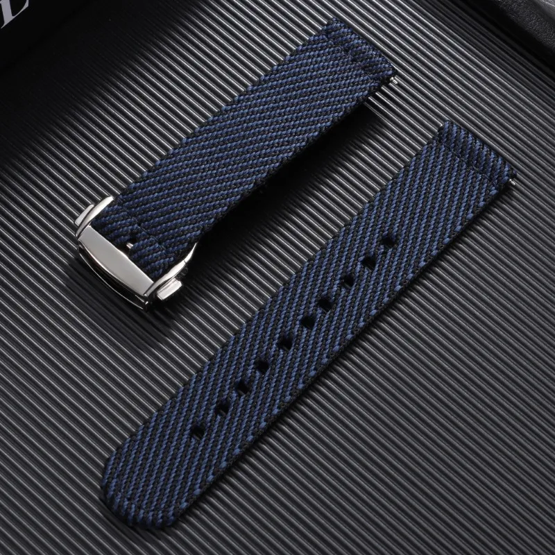 Woven Nylon Canvas Quick Release Watch Band with Folding Buckle
