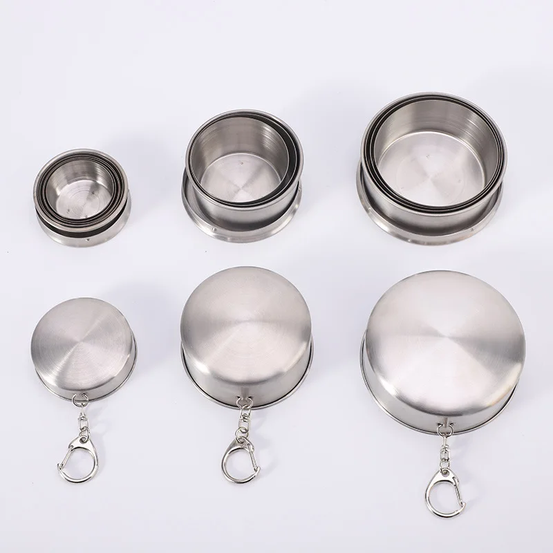 Stainless Steel Folding Cup 250/150/75ML Camping Cookware Retractable Cup Teacups Teaware Camp Utensils Tableware Folded folding cup