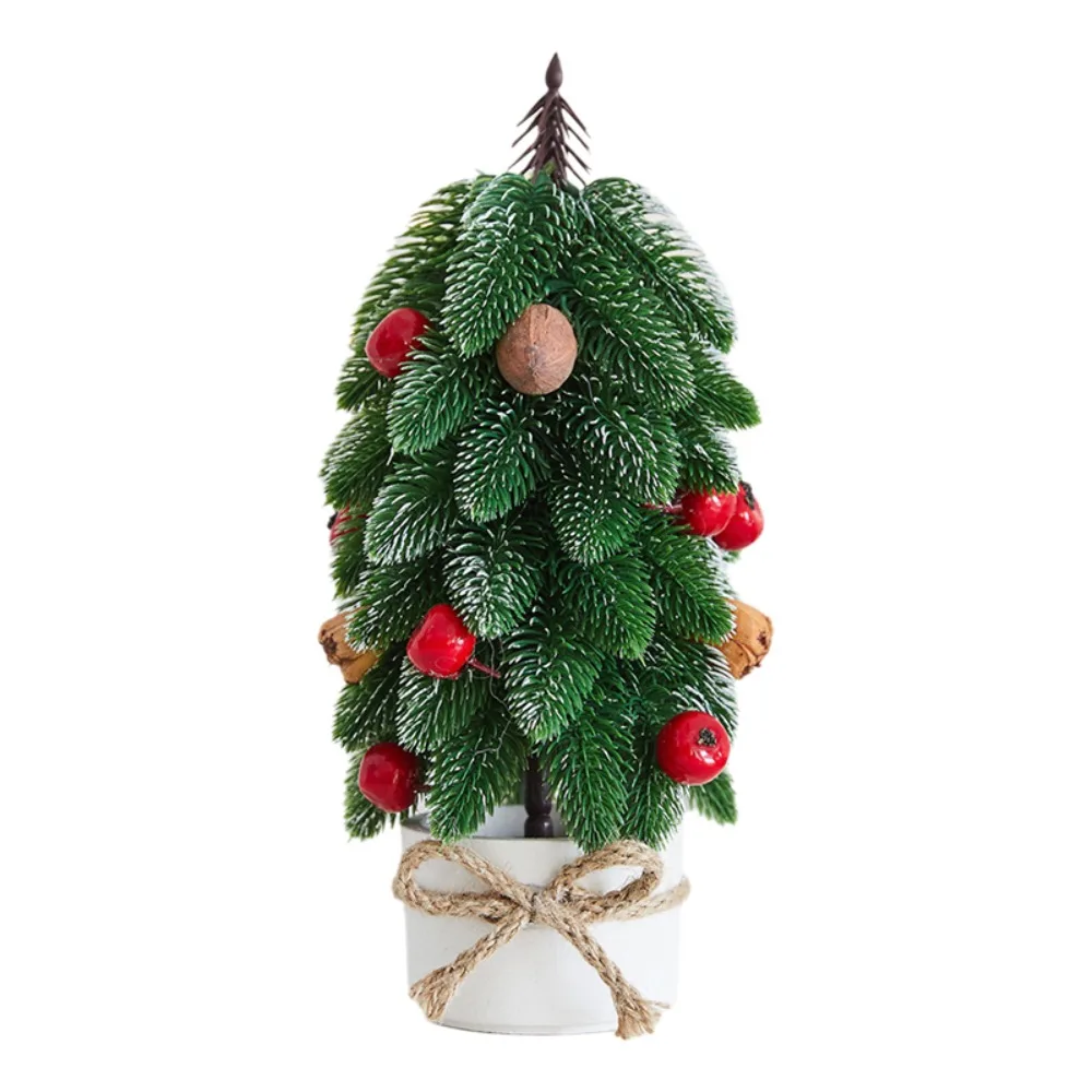 Artificial Desktop Christmas Tree Decorative Mini Christmas Tree Ornament with Berries Simulation Christmas Tree Potted Plants
