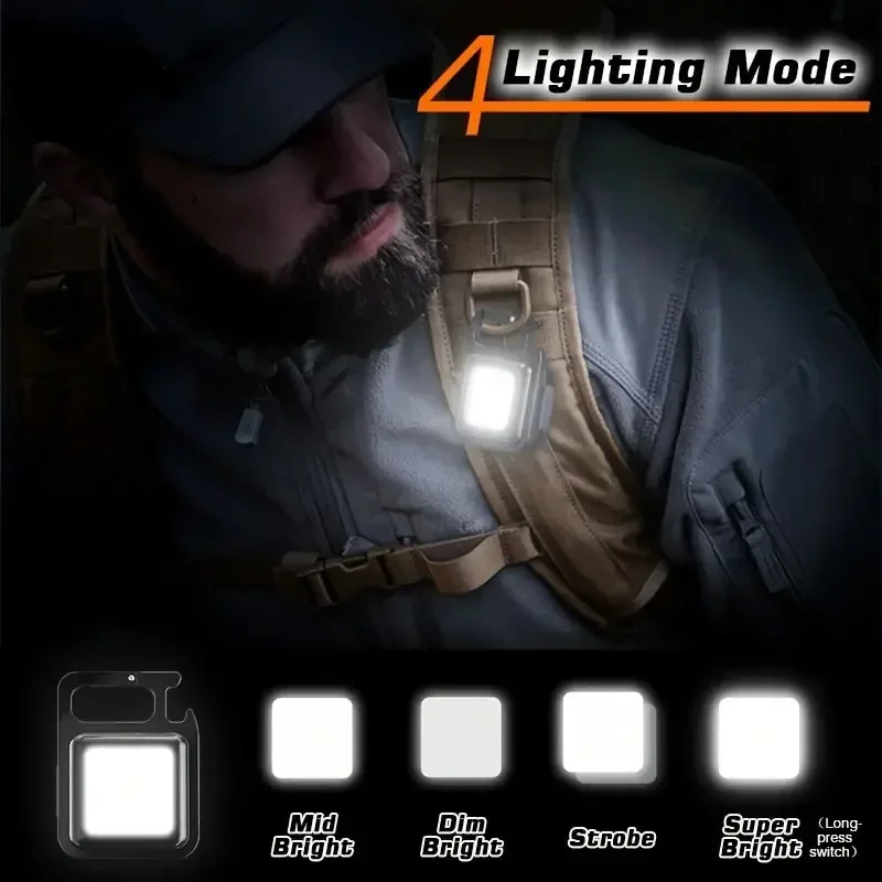 Portable Flashlight Super Bright Mini COB Keychain Charging Torch Camping Lights with Magnet 4 Lighting Modes Work Lamp