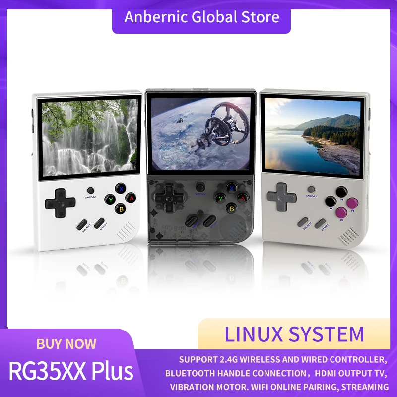

Anbernic New RG35XX Plus 3.5-inch IPS Linux system Game Player Birthday gift 2.4G wireless and wired controller Game Console