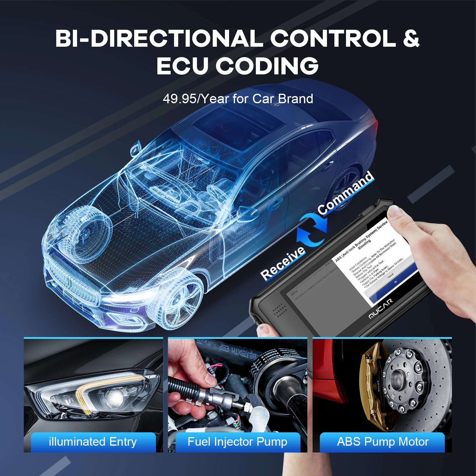 MUCAR VO6 OBD2 스캐너 전문 전체 시스템 진단 도구, 자동차 코드 리더 28 재설정, 평생 무료 업그레이드