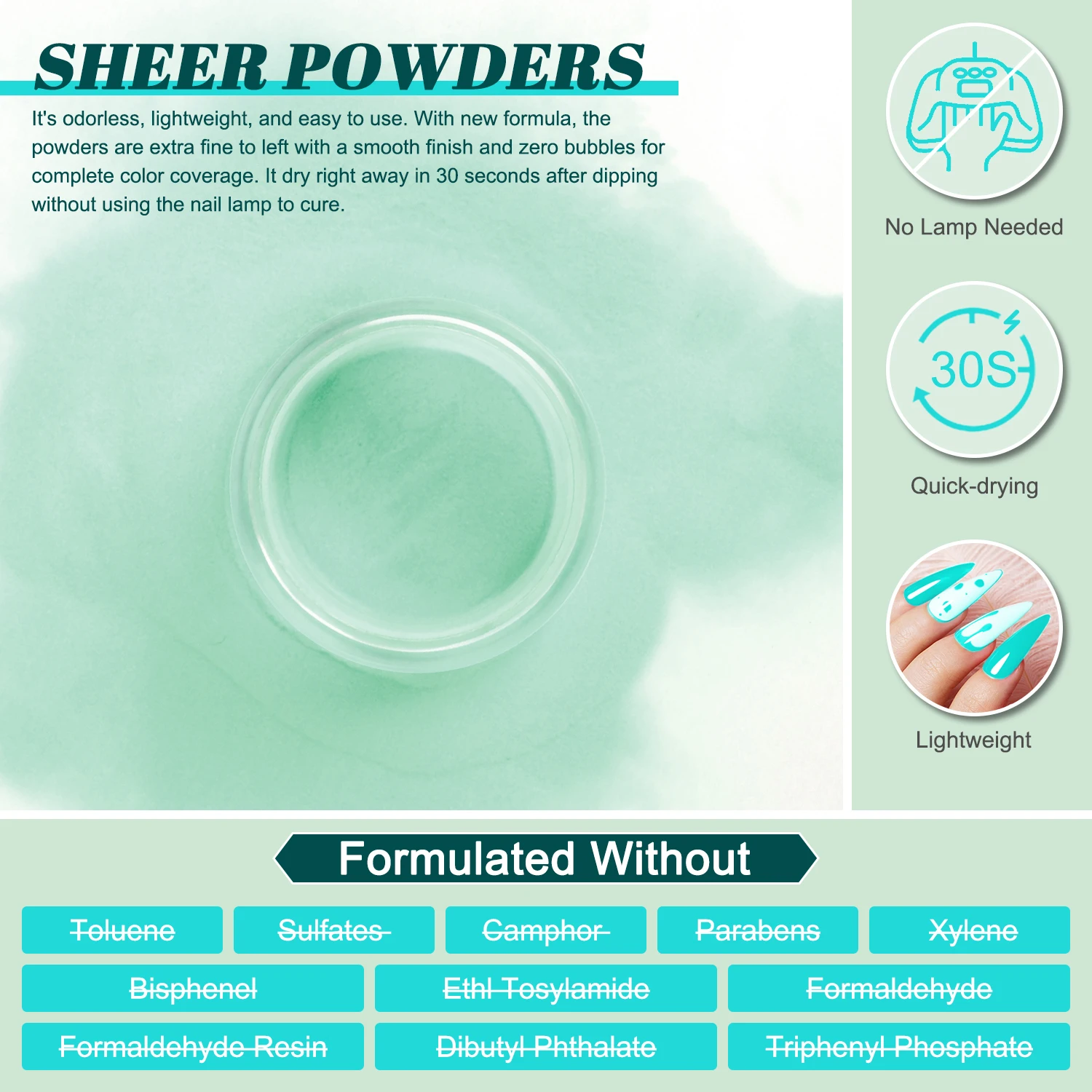 20pcs Dip Powder Nail Kit with 16 Blue Green Colors Fast Air Dry Dipping Powder and Dip Liquid Set for Nail Art Women Girls Gift 5