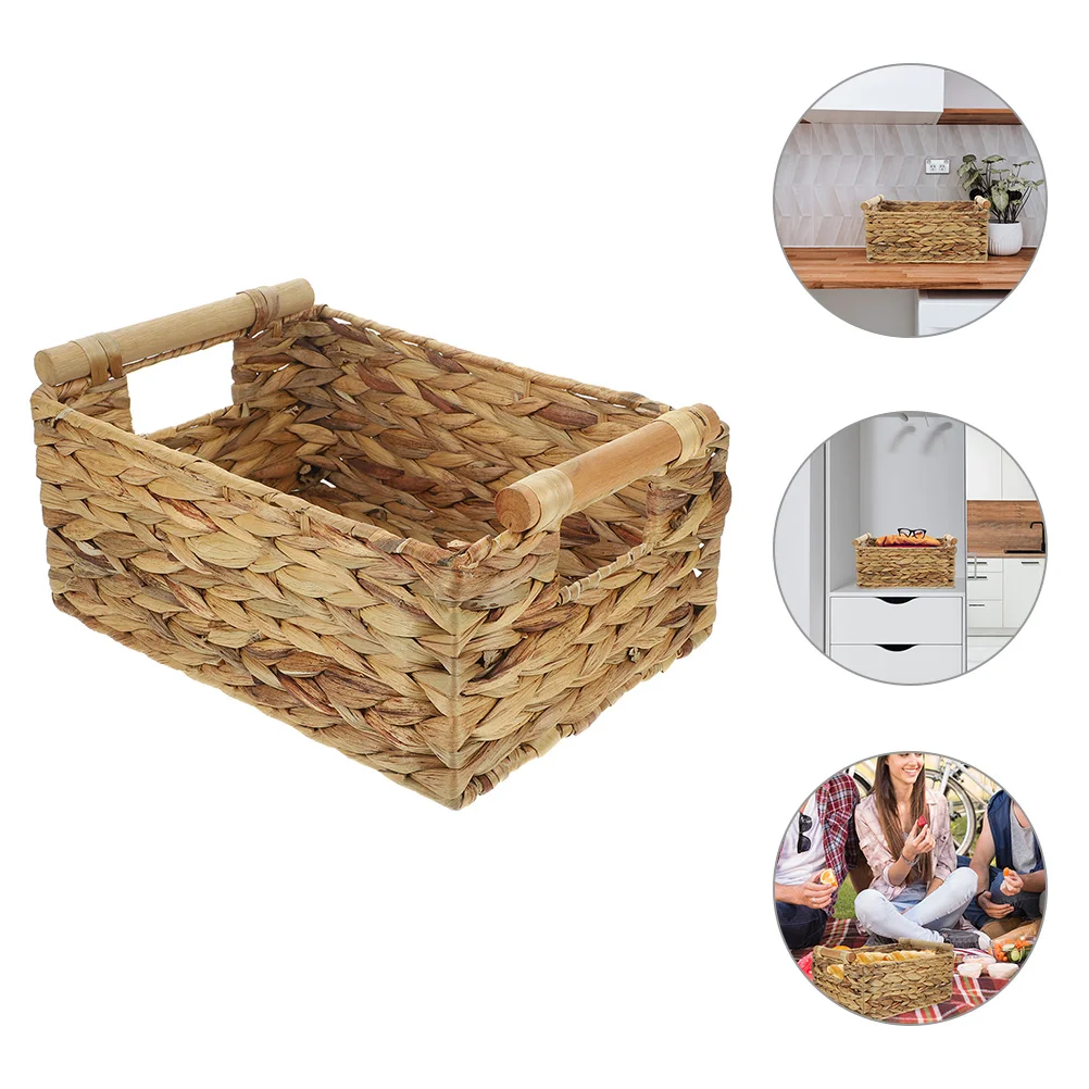 

Rattan Basket Woven Storage Bin Large Capacity Desktop Rattan Basket Container