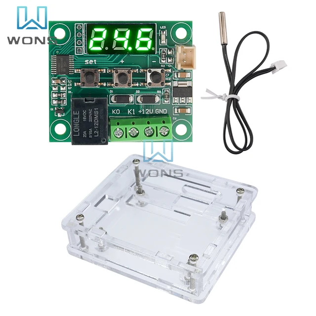 Thermo Sensor Rot W1218 Thermostat 12V Mit NTC-Sensor & 3-stelliger Anzeige – Temperaturregler (Ersatz Für W1209WK