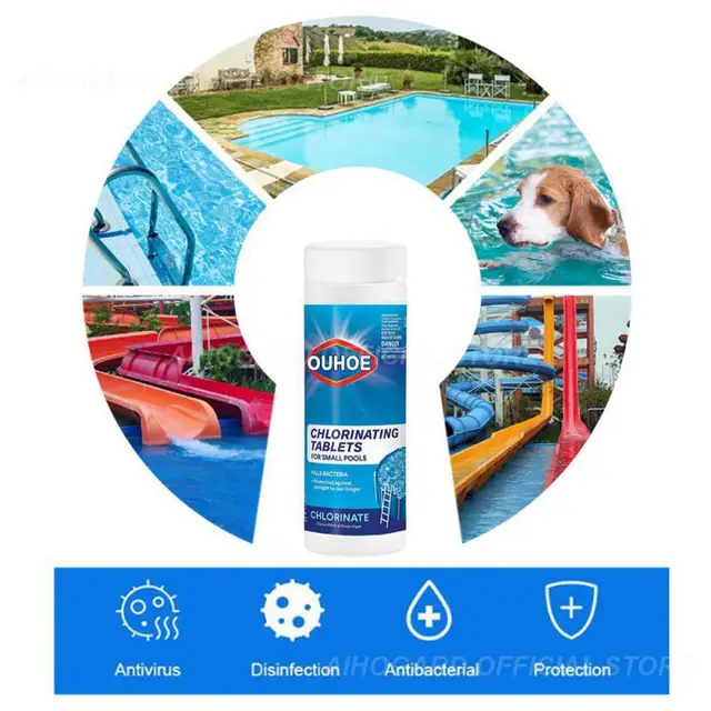 1 Üveg Medence Tisztító Pezsgő Klór Tabletta Multifunkcionális Fertőtlenítő - Image 3