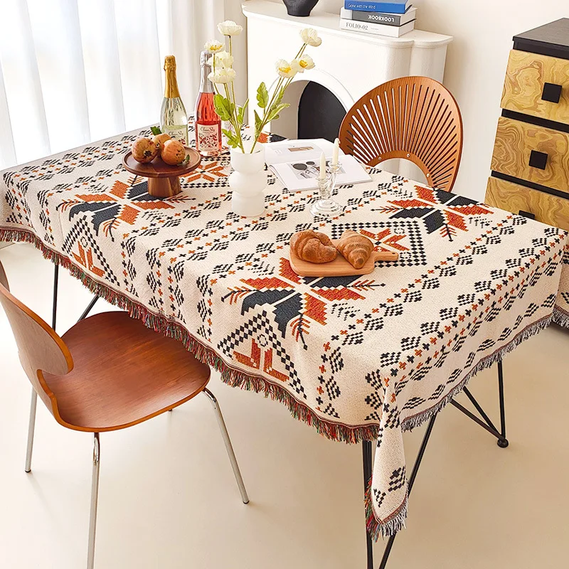 

American rustic style table runner double-sided tablecloth cotton linen camping mat hotel restaurant wedding party tablecloths