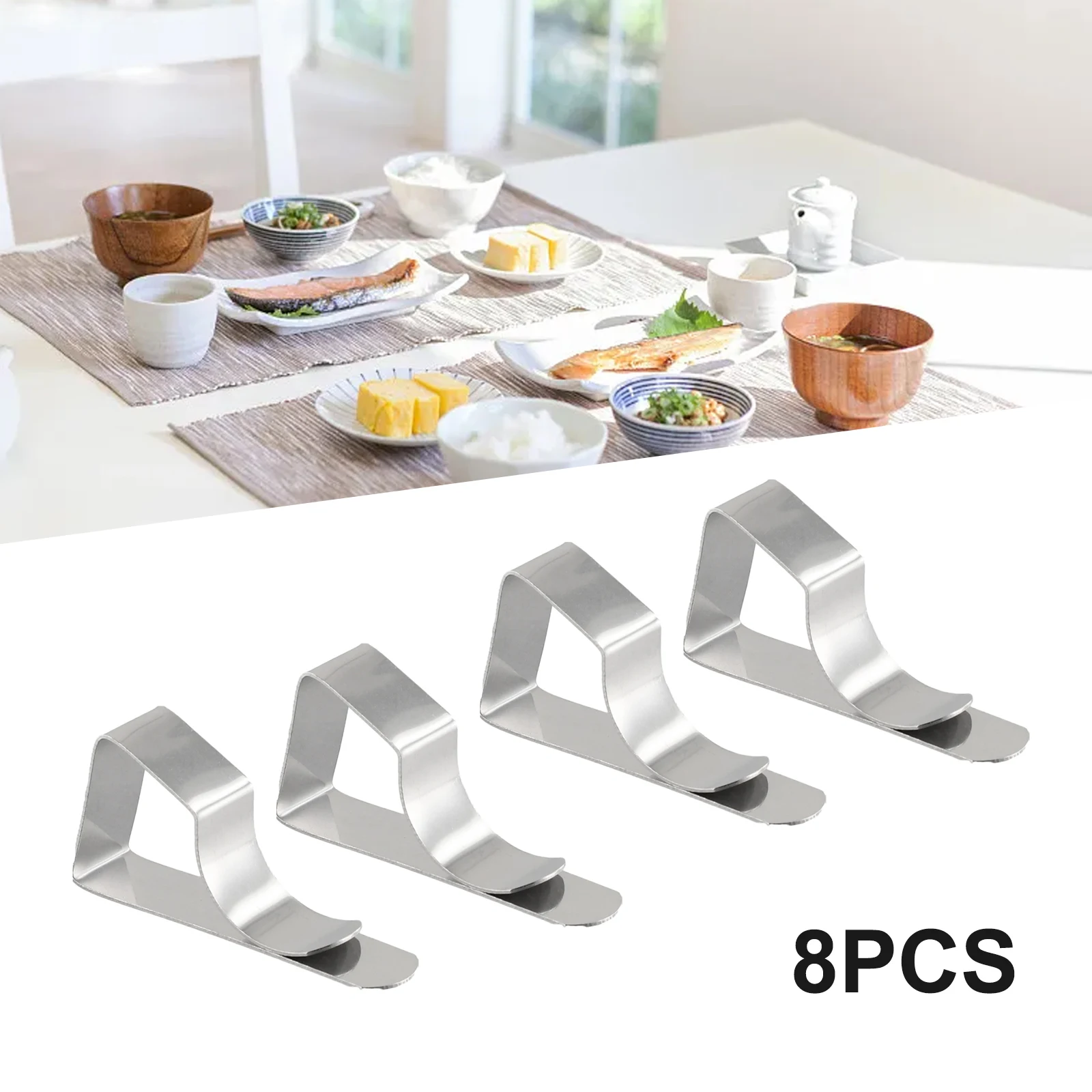 8pcs Stainless Steel Anti-Slip Tablecloth Camps Non-slip Securing Holder Wedding Camping Promenade Table Cloth Cover Fix Clips