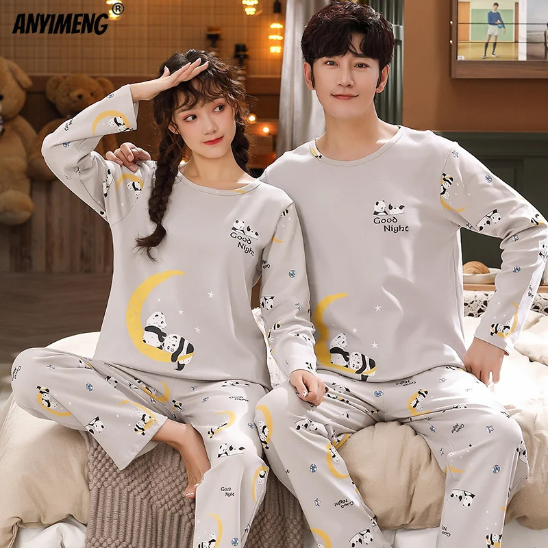 New Pajama Trendy Pyjamas Cute Seal Printing for Lovers Autumn Winter Big  Size Young Couple's Loungewear His and Hers Clothes