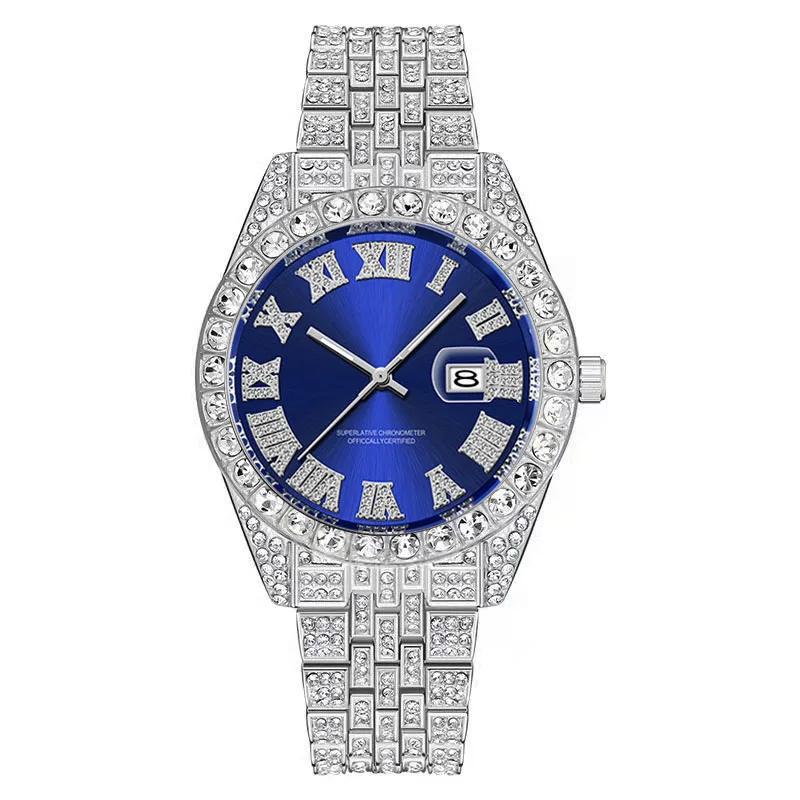 Sleek Men's Luxury Gold-Tone Diamond Watch with Alloy Band