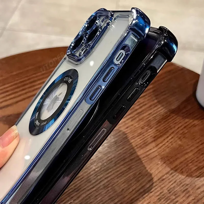 Luxury Simplicity Plating Shockproof Phone Case with Magnetic Wireless Charging Compatibility