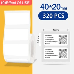 Waterproof White Adhesive Label Roll for Mini Portable Thermal Printers (1Roll 40x20mm)