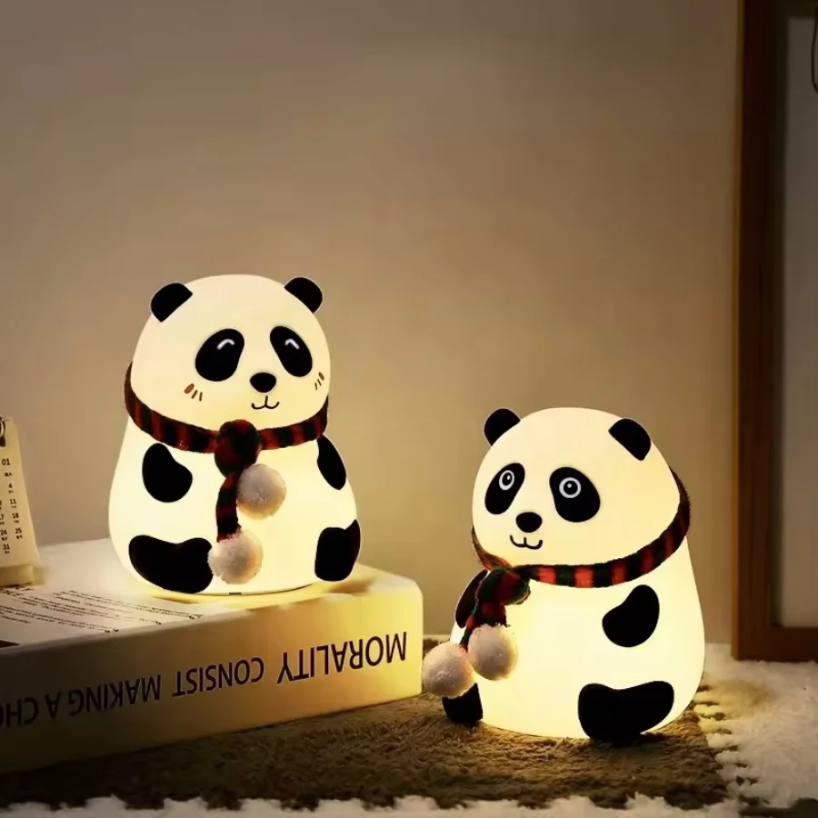 동물 모양 실리콘 야간 조명, USB 실리콘 터치 테이블 램프, 충전식 LED 팬더 야간 조명, 인기 판매