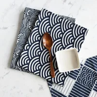 Set of 4 Napkins 30X45CM Cotton Linen Fabric Placemats Shell Print Pattern for Restaurant Living Room Coffee Dining Table Decors 4